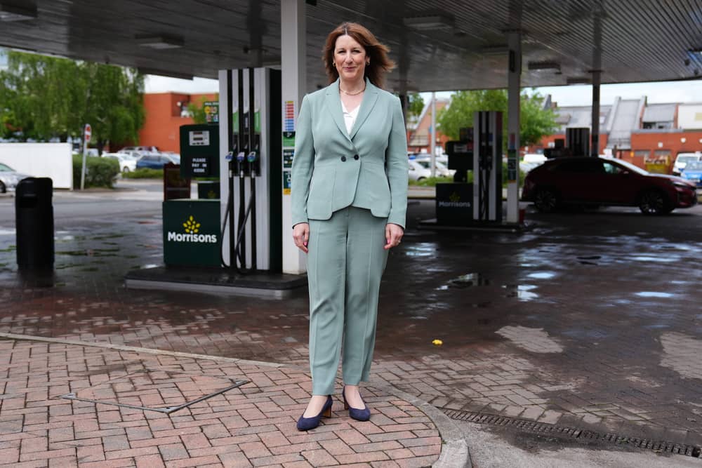 Chancellor Rachel Reeves during a visit to a petrol station in Leeds