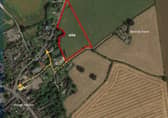 The yellow arrows show the existing footpath. However, there will be a proposed footpath north of the site that would link to Wollerton