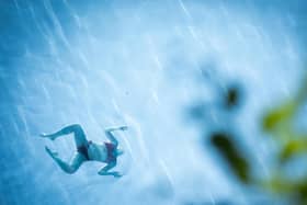 Swimmer in sky pool
