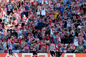 Sunderland players and fans celebrate their second goal against Chelsea