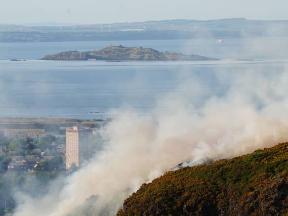 Smoke rising from a grass fire in Einburgh