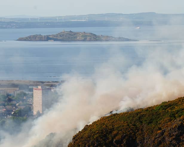 Smoke rising from a grass fire in Einburgh
