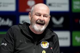 Steve Clarke laughs in a Scotland press conference
