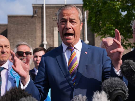 Reform UK leader Nigel Farage during a visit to Havering Town Hall in Romford following the 2026 local election results