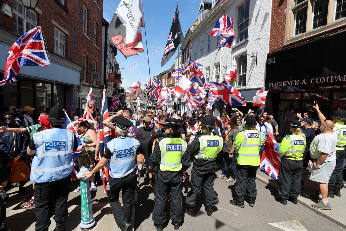 Offensive chants echo through Shrewsbury town centre as police contain ...