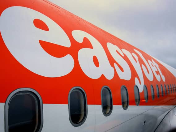 An easyJet aeroplane at Gatwick Airport in West Sussex