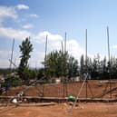 Construction workers in Rwanda next to the Hope Hostel in Kigali, Rwanda, where migrants from the UK had been expected to be taken