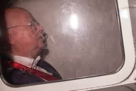 Peter Murrell in a prison van