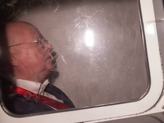 Peter Murrell in a prison van