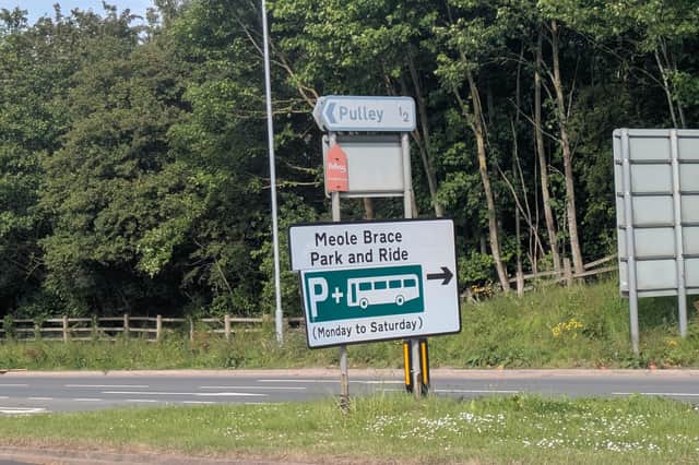 New signage is now in place to direct people to the Meole Brace park and ride site