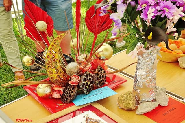 Some of the floral exhibits at Llanbister Show