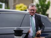 Sir Jeffrey Donaldson arriving at Newry Crown Court