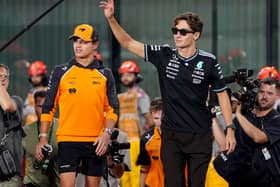 Lando Norris and George Russell in action