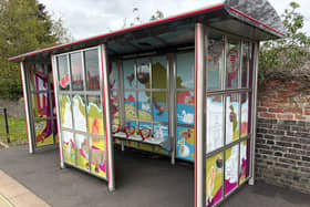 The artwork features on a shelter at Prees Railway Station.