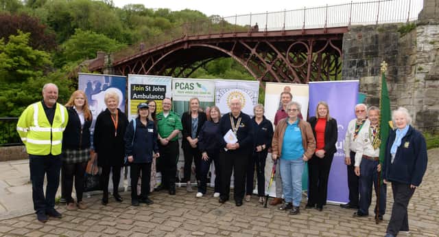 The presentation ceremony at the Iron Bridge