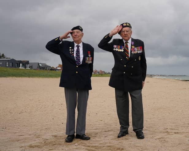 Veterans Ken Hay (right) and Henry Rice on Sword Beach