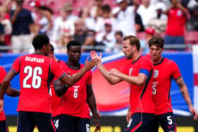 England’s Harry Kane (second right) celebrates scoring