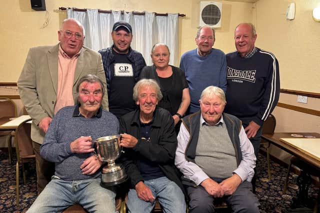 The Challenge Cup was won by The Heathgates/Crown. Back row, from left: Pip Wardle, Matty Mills, Nicky Mills, Fred Davies, Graham Lewis. Front: Bryan Pryce, Jimmy Muirhead, Peter Morris