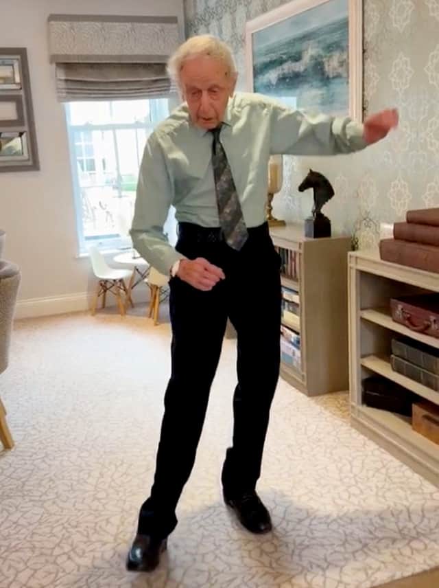 Bernard Gilbert dancing at Fernhill House Care Home in Worcester.