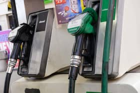 A view of fuel pumps at a petrol station