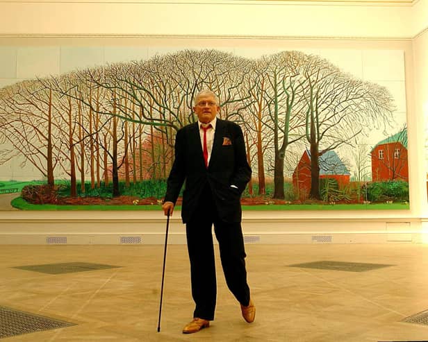 Bradford artist David Hockney unveils his Bigger Trees Near Water, created in 2007 and the largest picture ever to be displayed at the Summer Exhibition of the Royal Academy of Arts in London
