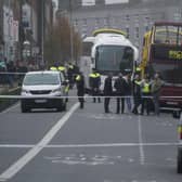 Police officers and vehicles in Dublin city centre