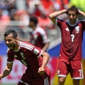Qatar’s Boualem Khoukhi celebrates