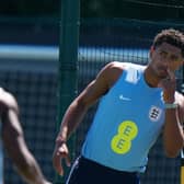 England’s Jude Bellingham during a training session at Swope Soccer Village, Kansas City