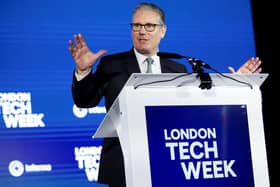 Prime Minister Sir Keir Starmer delivers a speech at London Tech Week