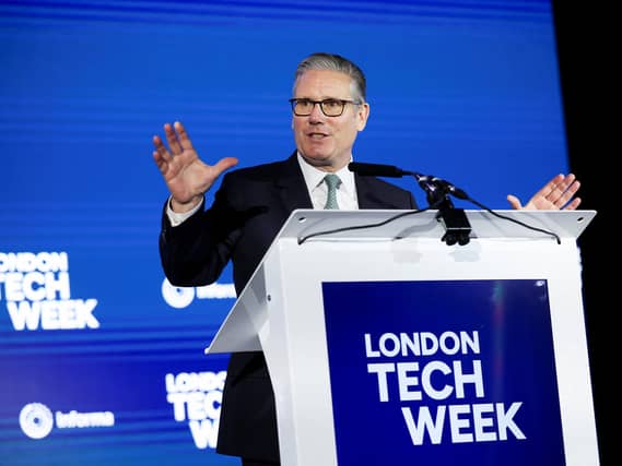 Prime Minister Sir Keir Starmer delivers a speech at London Tech Week