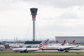 Planes outside Heathrow airport