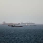 Tankers and cargo vessels in the Gulf of Oman
