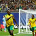 South Africa’s Teboho Mokoena (centre) celebrates after scoring a penalty at the 2026 World Cup