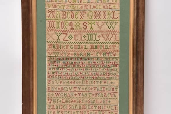 This a very rare 17th-century Huguenot band sampler sold for £4,400.