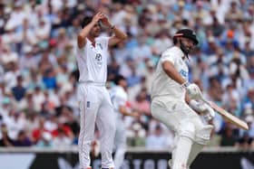England’s Josh Tongue reacts to a missed chance