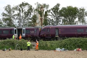 The scene just south of the Elstow interchange between the A421 and the A6 in Bedford South after two East Midlands Railway trains were involved in a collision