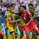Cape Verde celebrate Kevin Pina's goal against Uruguay at the World Cup