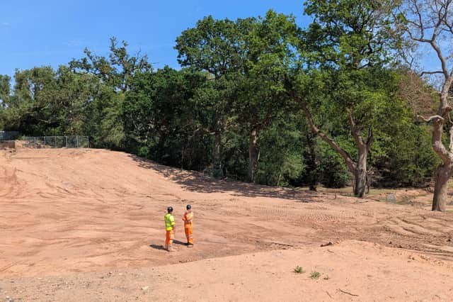 Under the baking heat of Monday morning, the former embankment along the Llangollen Canal in Whitchurch looked more like Mars than the waterway that was here last year
