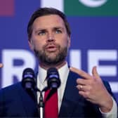 JD Vance speaks to members of the media after the summit in Switzerland
