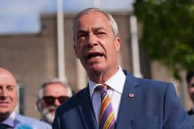 Nigel Farage outside Havering town hall after the 2026 local elections
