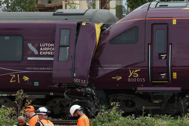 The scene of a train crash near Bedford