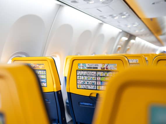 Seats onboard a Ryanair plane