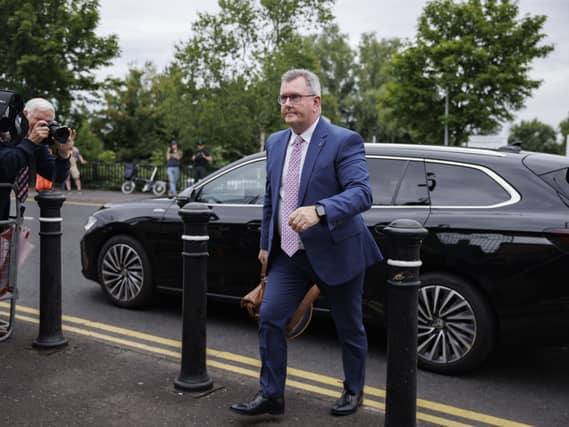 Sir Jeffrey Donaldson arriving at Newry Crown Court last week