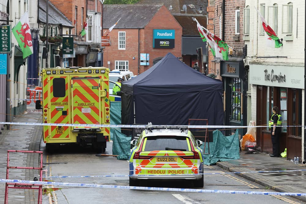 Police activity in Church Street, Welshpool