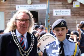 Llandrindod Wells Mayor Councillor Steve Deeks-D'Silva and his Mayor's Cadet Sgt Ellis Yeo at a recent event.