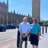 NFU Cymru Deputy President Paul Williams and NFU Cymru President Abi Reader pictured in Westminster