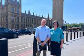 NFU Cymru Deputy President Paul Williams and NFU Cymru President Abi Reader pictured in Westminster