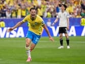 Brazil’s Gabriel Martinelli celebrates his winning goal against Japan