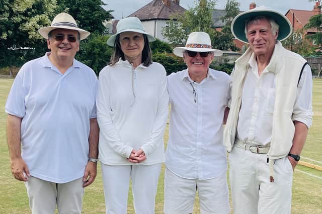 Shrewsbury's Alberto Porras, Shelley Hennell, Max Sanders and Tim Bunn