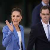 The Princess of Wales in white and blue
